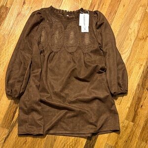 Brown Long Sleeve Dress